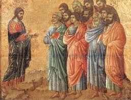 Image result for resurrected Jesus appears to Apostyles in the Cenacle